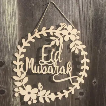 

5pcs Ramadan Eid Mubarak Decorations Wooden Wreath Garland For Islam Muslim Home Eid Mubarak Ramadan Decoration