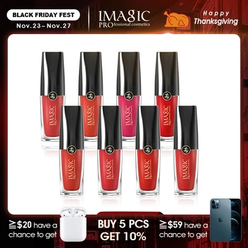 

IMAGIC Matte Lip Gloss Sexy Liquid Lip Lipstick 8 Color Long-lasting Waterproof Cosmetics Beauty Can Maintain 24 Hours Makeup