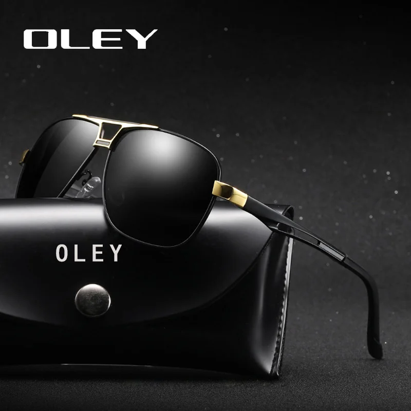 

OLEY Classic Polarized Sunglasses for men Aluminum magnesium frame High-definition Polaroid lenses Driving anti-glare goggles