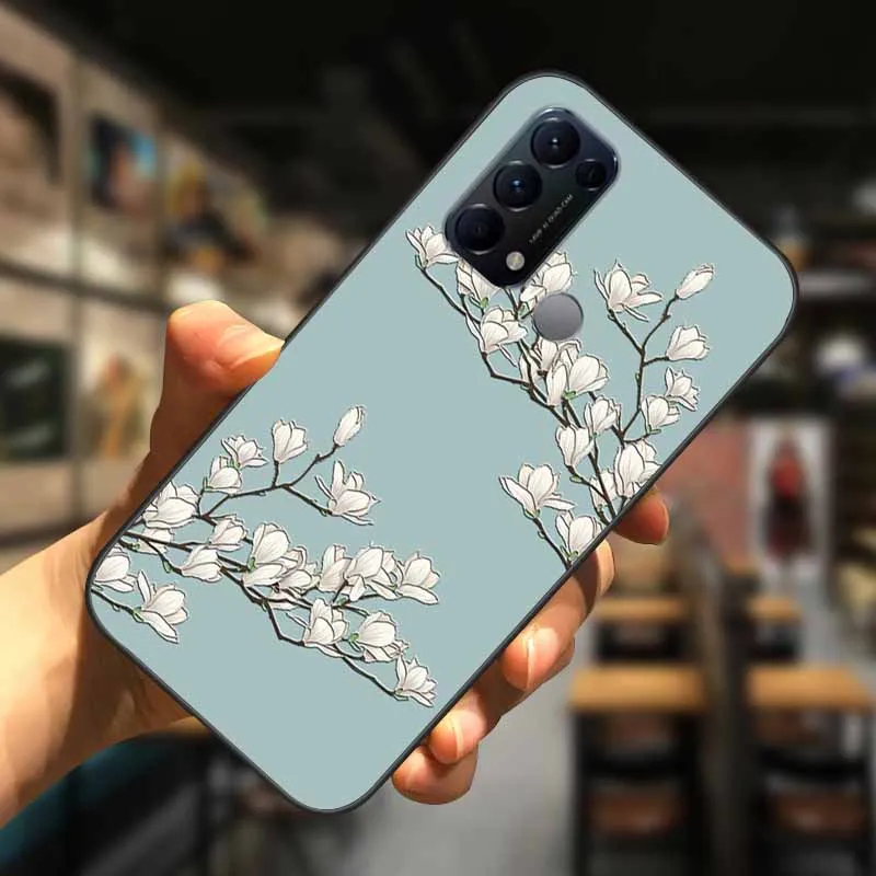 For Oppo Reno5 A Case 3D Blossom Emboss Silicone Phone Cover for OPPO Reno 5A Cases Reno5A 5 A Soft Relief Coque Flower Funda cases for oppo Cases For OPPO