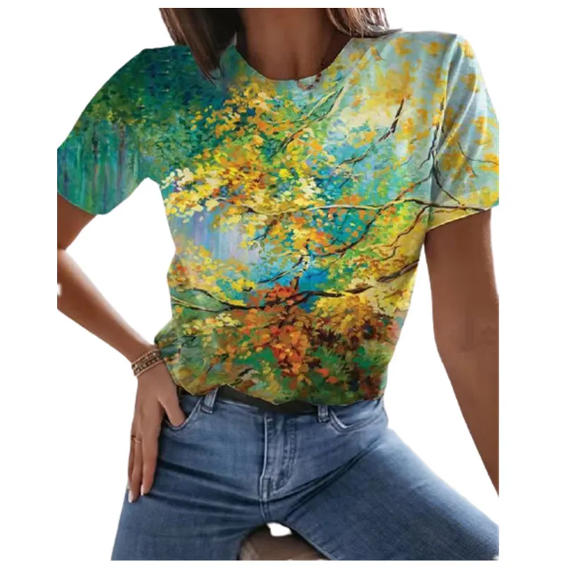 5XL Oversized Ladies Tops Women Plus Size Floral 3D Print T Shirt Loose V-Neck Short Sleeve Casual Tee Top Summer New Streetwear