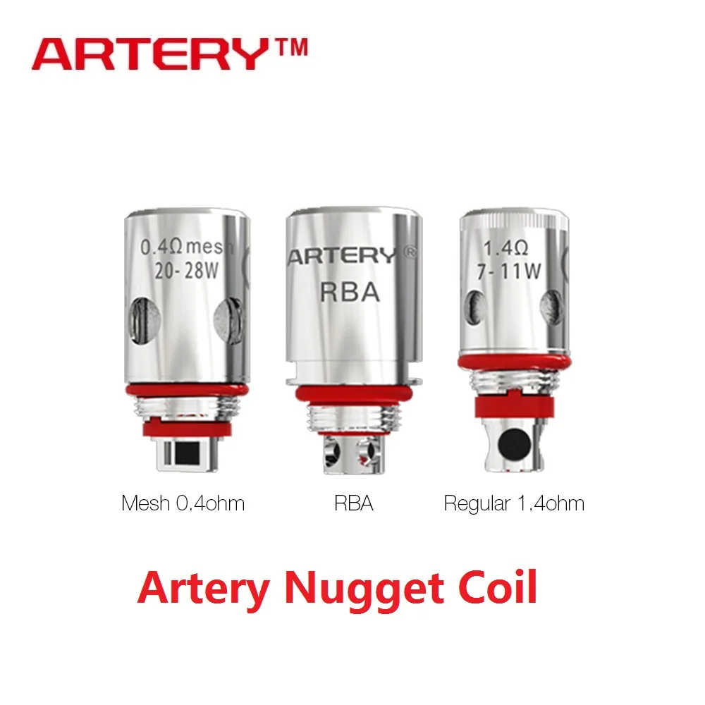 Оригинальная катушка Artery Nugget AIO с сеткой HP 0.4ohm & Обычная Катушка 1.4ohm RBA для артерии