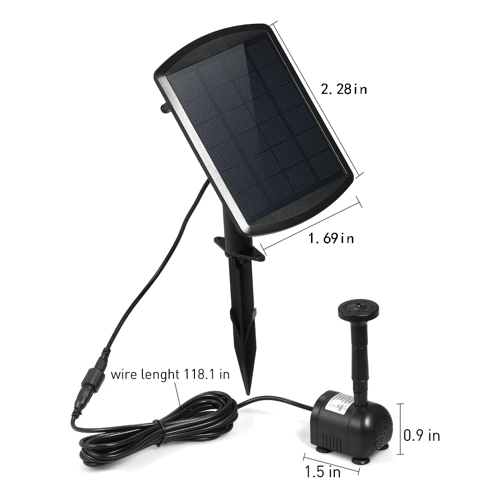 Solar-Powered Water Pump Kit 9V 1.8W for Bird Bath and Pond
