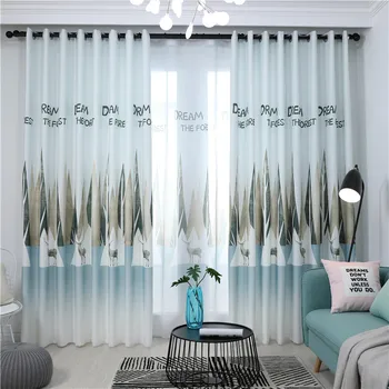 

Modern Simple Nordic Dream Forest Printing Shade Curtains for Living Dining Room Bedroom.