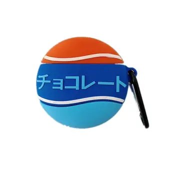 

Red Blue Ball Protective Cover Soft Silicone Case with Carabiner for Airpods 1/2
