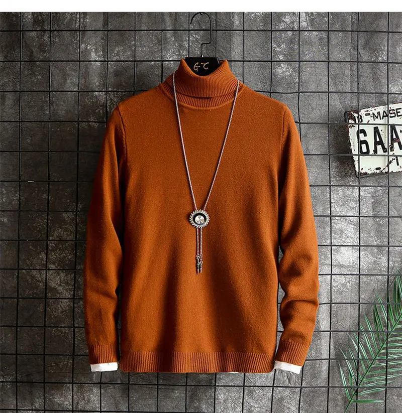 Men's Sweater Pullover Fashion Simple Knitted Sweaters Black Loose Long Sleeve Multicolor Winter Soft Warm Wool Turtleneck Hot