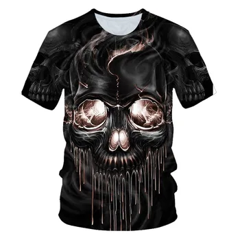 

2020 New Skull Printed Men's 3d T-shirt Men's Short Sleeve Tops Horror Street Fashion Men O-neck Short Sleeve Fun T-shirt