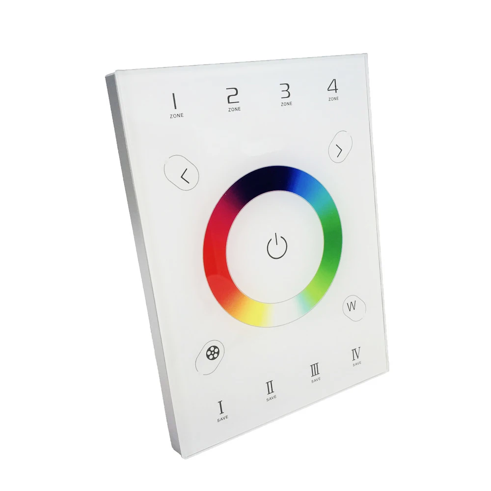 New UX8 LED RGBW Controller RF2.4G and DMX512 4 Zone Multi Function 146mm Wall Glass Touch Panel RGB Strip Control