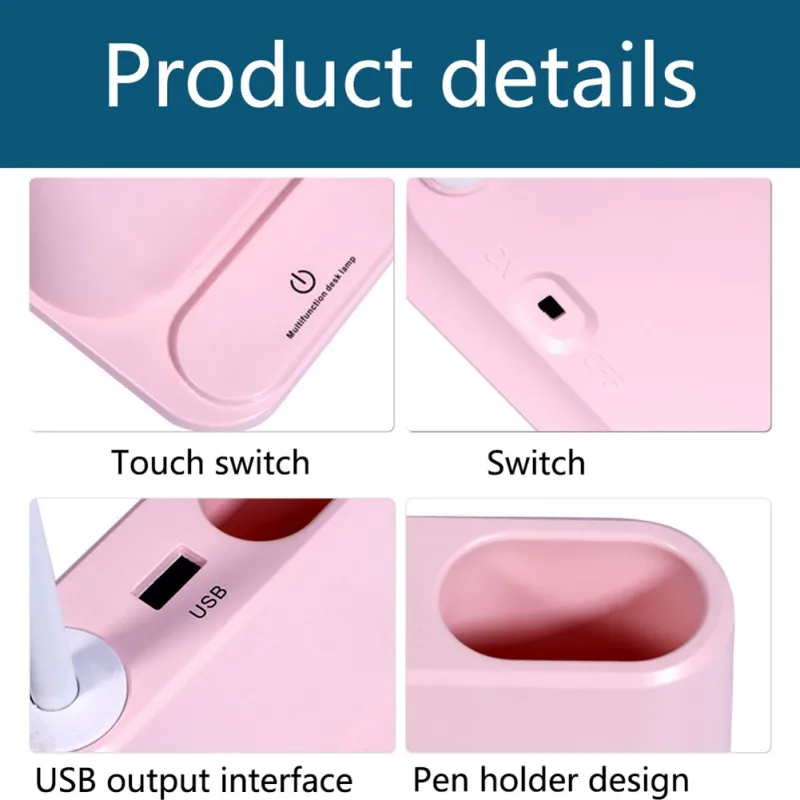 Многофункциональный сенсорный usb-держатель для ручки, светодиодный, настольный, офисный, для спальни, настольная лампа для чтения, лампа