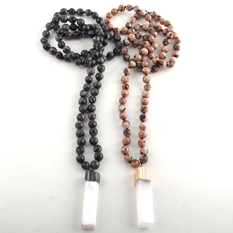 Модные богемные этнические ювелирные изделия камень 8 мм длинная Друза с узлом