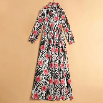 

HIGH QUALITY 2020 Newest Runway Dress Women's Long Sleeve Gorgeous Floral Print Maxi Long Dress