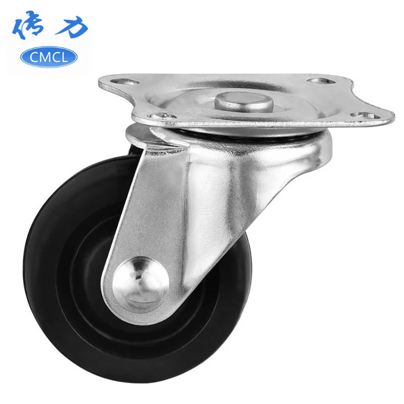 

4 Pcs Casters Factory Direct 2.5-inch Light Rubber Caster, Industrial Flat Bottom Movable Black Universal Wheel