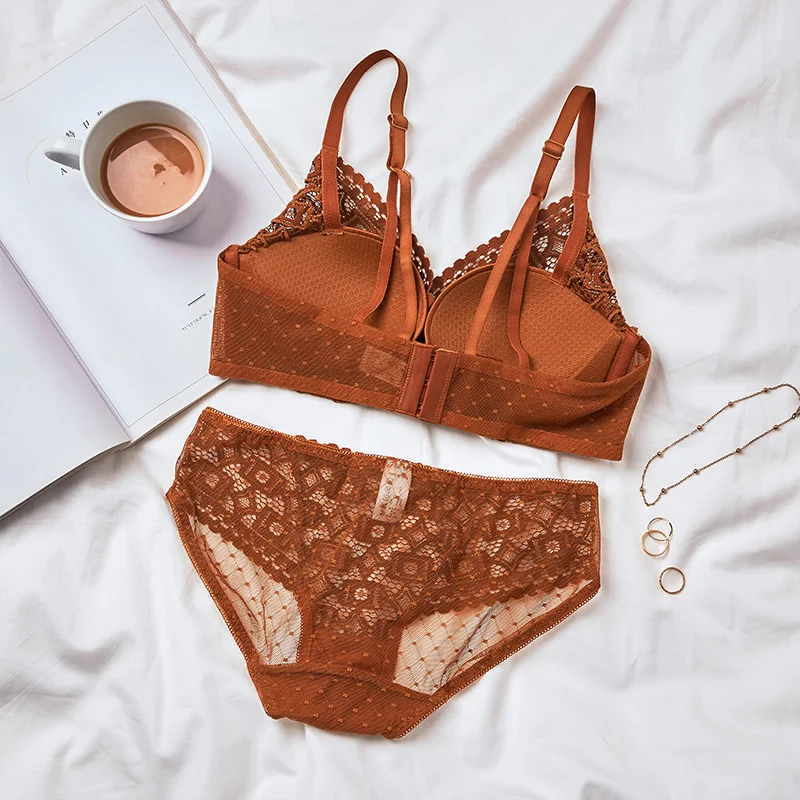 Сексуальные цветочные кружева бюстгальтер, женское нижнее белье набор твердый ромб комфортное бесшовное нижнее белье набор беспроводного пуш-ап крест бюстгальтер и трусики набор