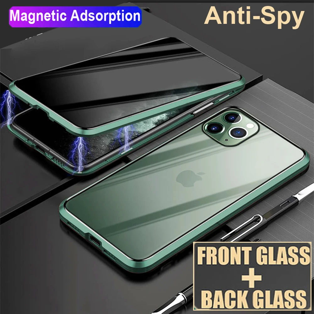 360 ° антишпионский защитный чехол из закаленного стекла для iPhone 11 Pro Max XR XS X 7 8 Plus