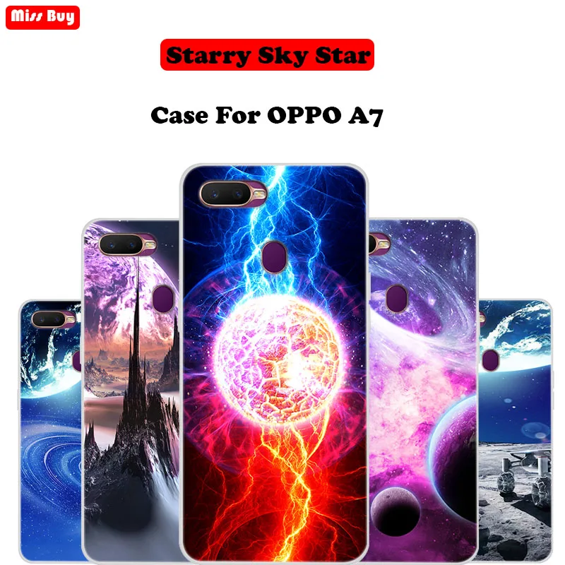 6 2 &quotдля OPPO A7 чехол силиконовый ультра тонкий звездный космический Принт мягкий