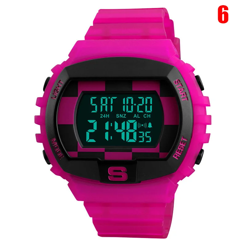 Kids Waterproof Electronic Watch Recording Steps Luminescent Wrist Watch with PU Strap for Children Toddler@M23 - Цвет: 6