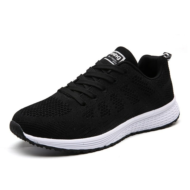 black shoes fashion Спортивная обувь для женщин; обувь для тенниса; коллекция года; модные кроссовки на плоской подошве с дышащей сеткой; светильник на шнуровке; повседневная обувь; Calzado Deportivo Mujer - Цвет: black shoes fashion