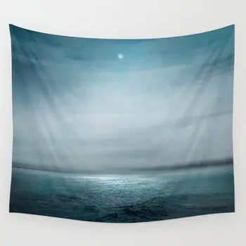 

Sea Under Moonlight Tapestry Wall Hanging Room Carpet Bedspread Beach Mat Tapestries Art Home Accessories