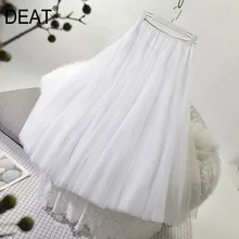 [DEAT] осень Женская Мода Тренд шаблон сладкий Стиль свежий с высокой талией тонкое стройнящее платье из сетчатого материала, плиссированная юбка AI656