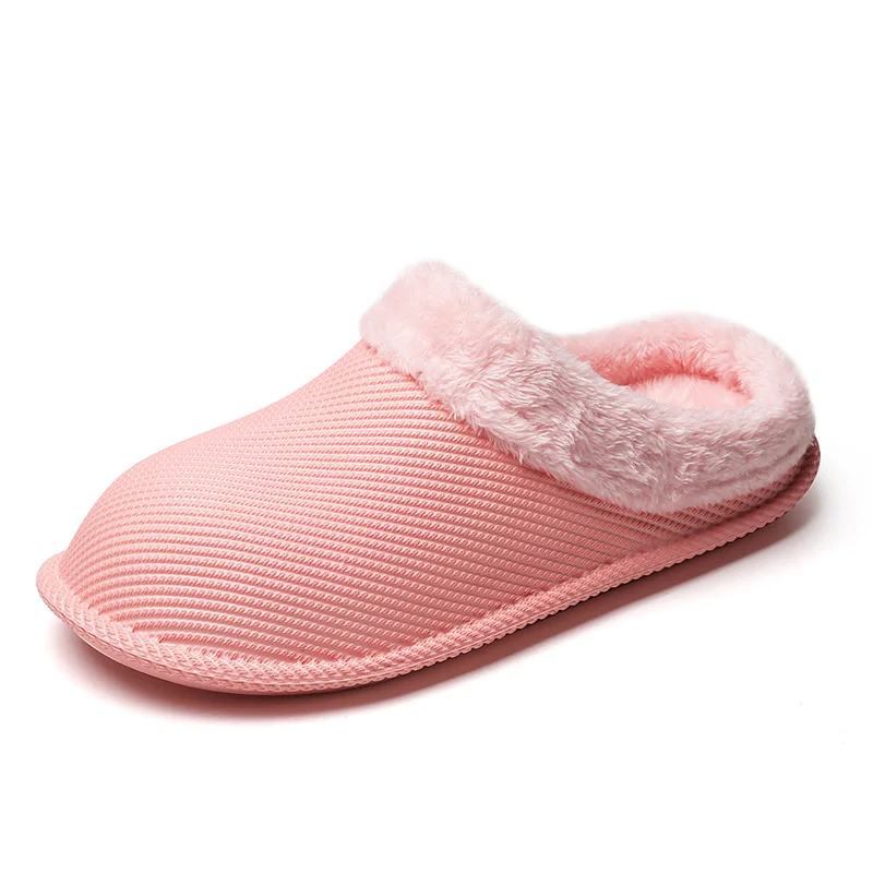 Новинка; теплые мужские тапочки; короткие плюшевые домашние тапочки из флока для мужчин; Водонепроницаемая Нескользящая Мужская обувь; обувь для пар; большие размеры