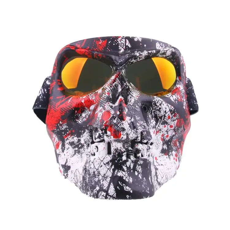 Череп маска половина шлем очки, мотоциклетные очки маска лыжные Съемные очки скутер маска шлема Скейт Мотоцикл маска для глаз