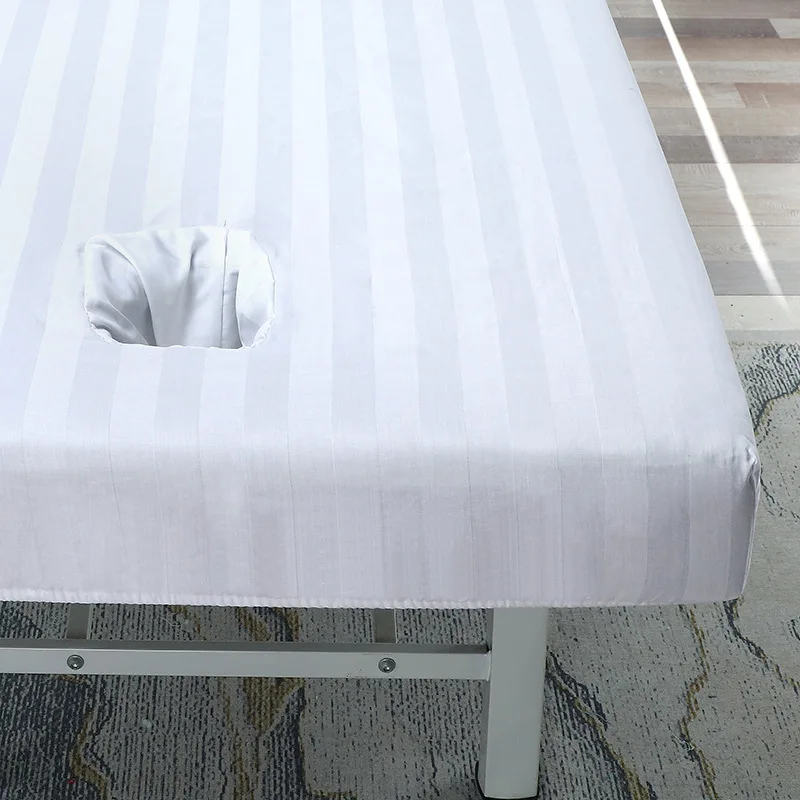 Pure Cotton Beauty Salon Bed Sheet Cover Elastic Band Sheet Non-slip SPA Massage Bed Sheet Cover 100% Cotton 4 Sizes 2