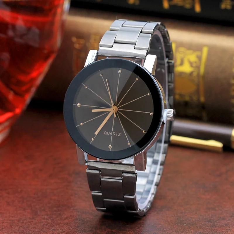 

Hot Selling COUPLE'S Watch Rhombus Mirror Man-made Diamond Measuring Ray Steel Belt Quartz Watch