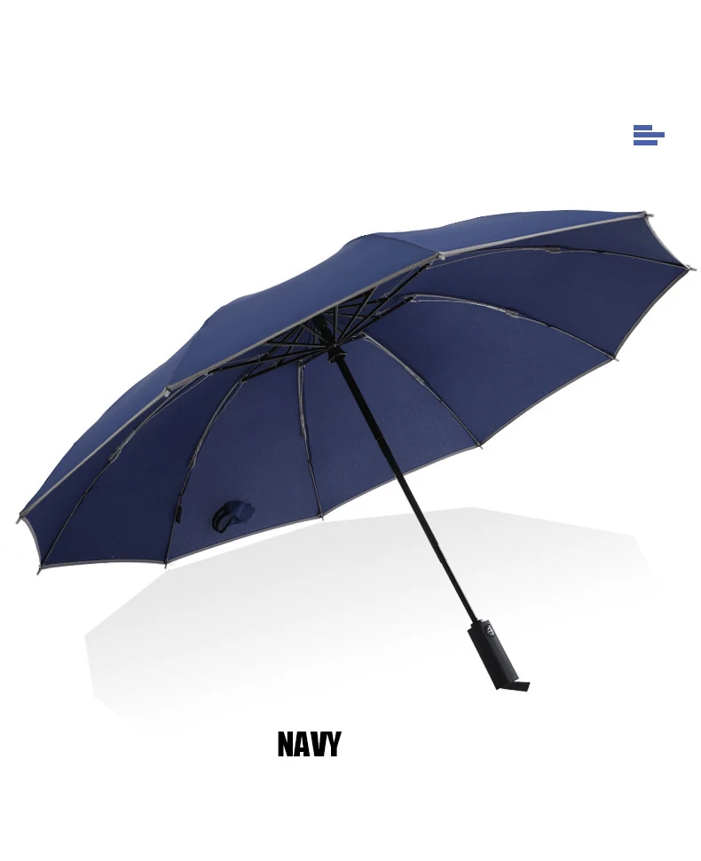navy Reverse Design Business Umbrella For Man Large Windproof Automatic Umbrella Rain Woman 10K Three Folding Gifts Male Parapluie - Цвет: navy