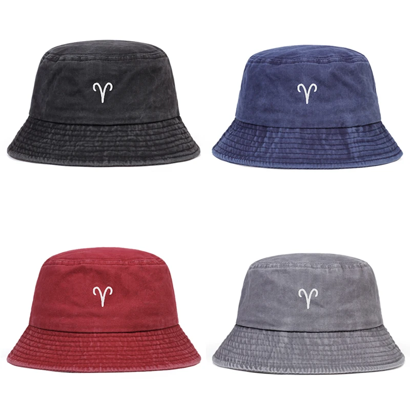 Moda cappello da pescatore lavato selvaggio ariete cappelli a secchiello  ricamati zodiaco proteggi cappelli hip hop celesti cappelli da sole  personalizzabili|Men's Bucket Hats| - AliExpress