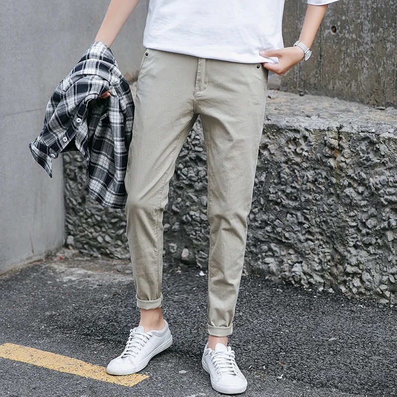 

851 Hong Kong Style Casual Trousers Slim Fit Pants Open Fashion