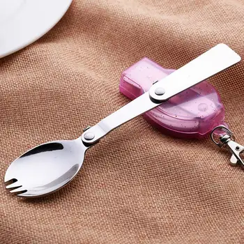 

Portable Folding Fork Spoon Stainless Steel Outdoor Picnic Camping Tableware Multi-Function Travel Cutlery-spoon