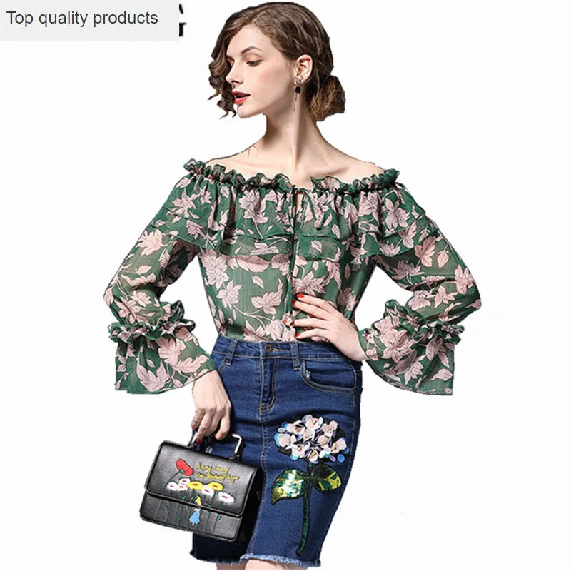2020 Корейская шифоновая блузка женские Цветочные блузки летняя женская рубашка с