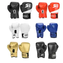 1 par de guantes de boxeo para niños guantes de entrenamiento para niños guantes de lucha Muay Thai Sparring punzonado Kickboxing transpirable PU guantes de llama guantes