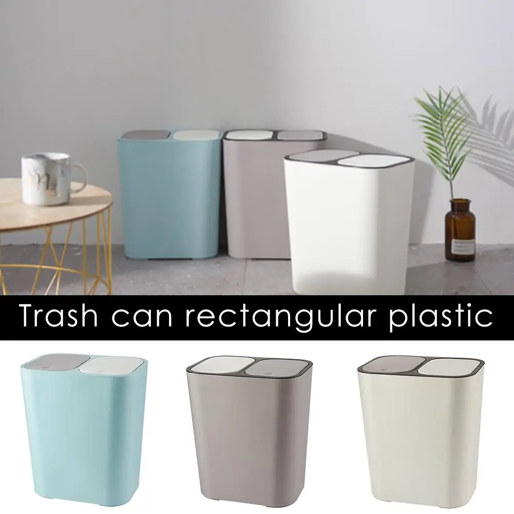 

Trash Can Push-type Waste Sorting Trash Can Dual Compartment Garbage Bin for Home Living Room Kitchen Office