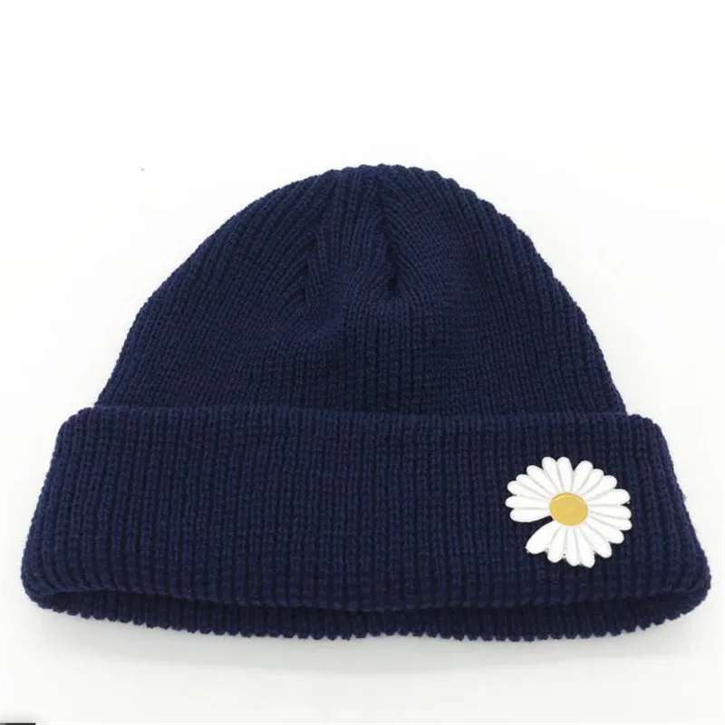 KPOP G-Dragon Beanie, шерстяная шапка с принтом маргаритки, Peaceminusone, шапка с дыней