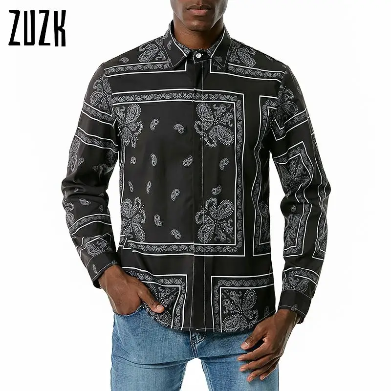 

Retro Green Men Shirt Autumn Paisley Cashew Printed Long Sleeved Mens Floral Shirts Tops Autumn Slim Fit Strped Chemise Homme