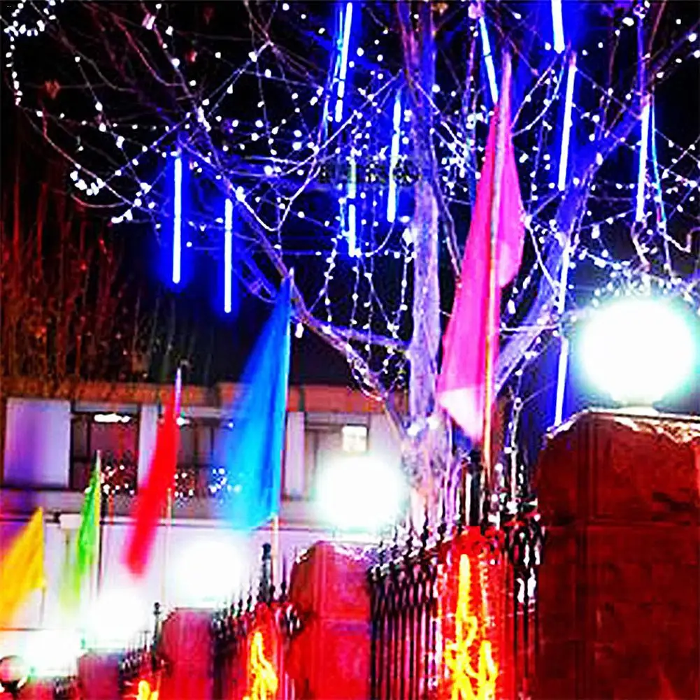 30 см 50 см напольный Метеоритный Дождь 8 трубок 192/288LED RGB струнный светильник s водонепроницаемый садовый светильник для свадьбы рождественские вечерние украшения