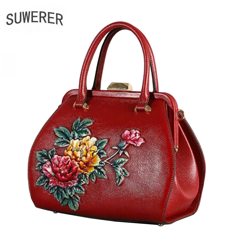 SUWERER Top quality women Genuine Leather bag luxury handbags women bags designer bags famous brand women bags tote bag