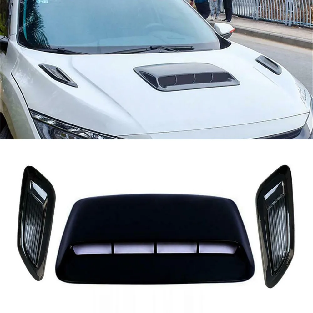 

1Set ABS Car Hood Vent Decorative Air Flow Intake Bonnet Hood Scoop Cover Exterior Accessories Universal Fit For All Car