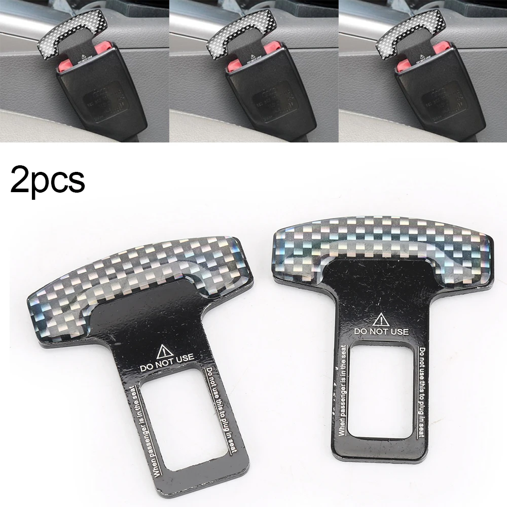 Pair Universal Carbon Fiber Car Safety Seat Belt Buckle Alarm Stopper Clip ClampAuto Fastener