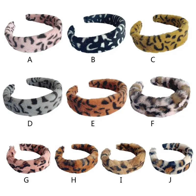 Women Vintage Leopard Pint Headband Lady Casual Winter Warm Hair Hoop Party Festival Decor Female Washing Face Headwear