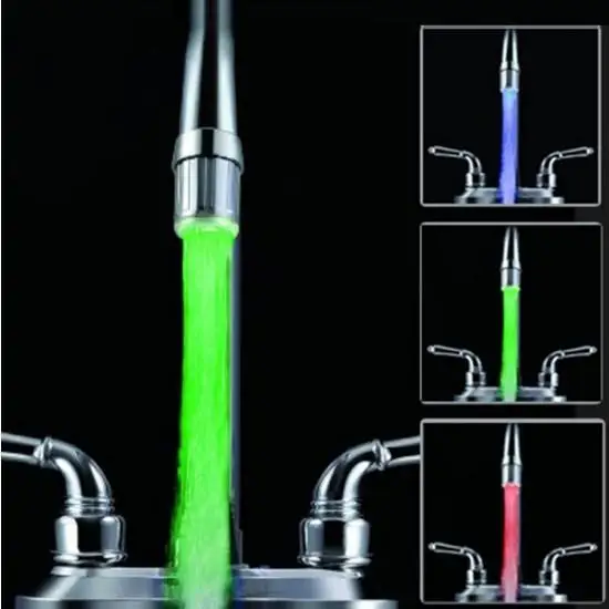 Смесители Led 3clors водопроводной воды контроль температуры мигающий аксессуар RGB свечение ванная комната светящиеся