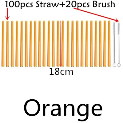 100 straw - 20 brush 100 шт стеклянные соломинки, прозрачные Изогнутые 18 см x 8 мм-идеальная многоразовая Солома для смузи, чая, сока-10 шт с 20 шт чистящей щеткой - Цвет: 100 straw - 20 brush