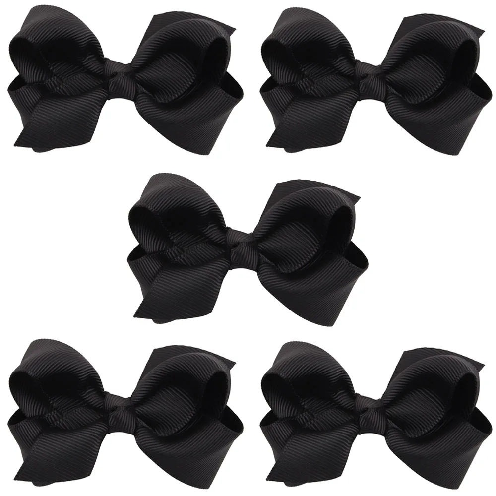 Black-5 PCS 5 шт., заколки для волос для маленьких девочек, заколки для волос в форме бантиков, ленты, головные уборы, аксессуары для волос, HATWO1001 - Цвет: Black-5 PCS