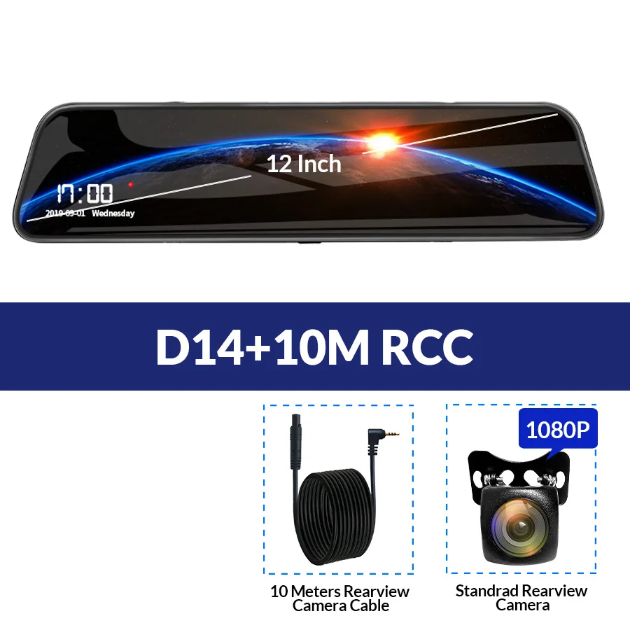 E-ACE 2K Автомобильный видеорегистратор 10 дюймов потоковое зеркало заднего вида 4G Android Dash Cam FHD 1080P видео регистратор ADAS регистратор видеорегистратор с двумя объективами - Название цвета: D14-10M RCC