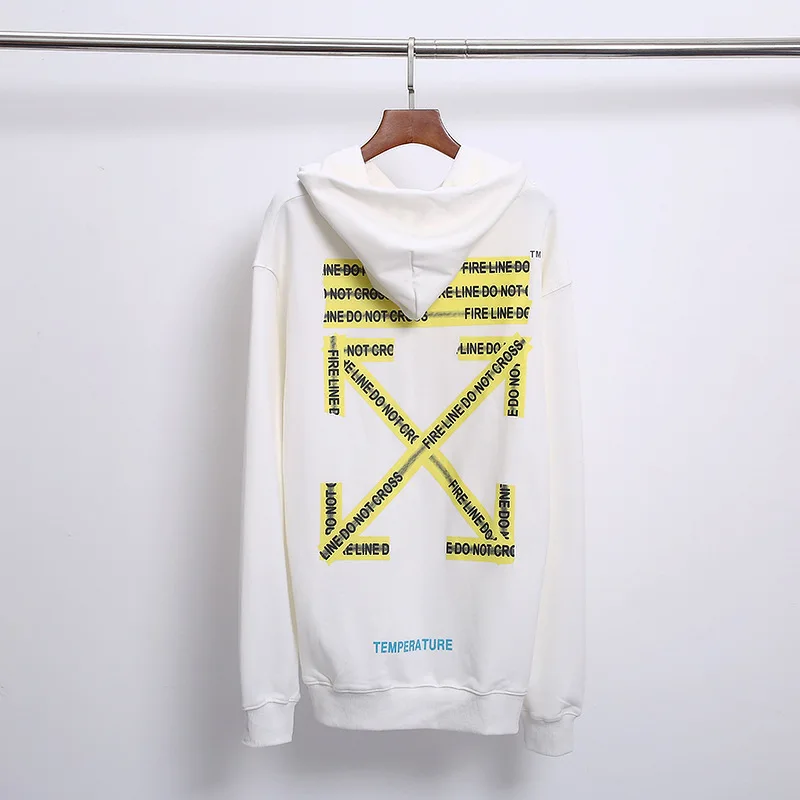 OFF-WHITE OW желтая мужская толстовка с капюшоном - Цвет: Белый