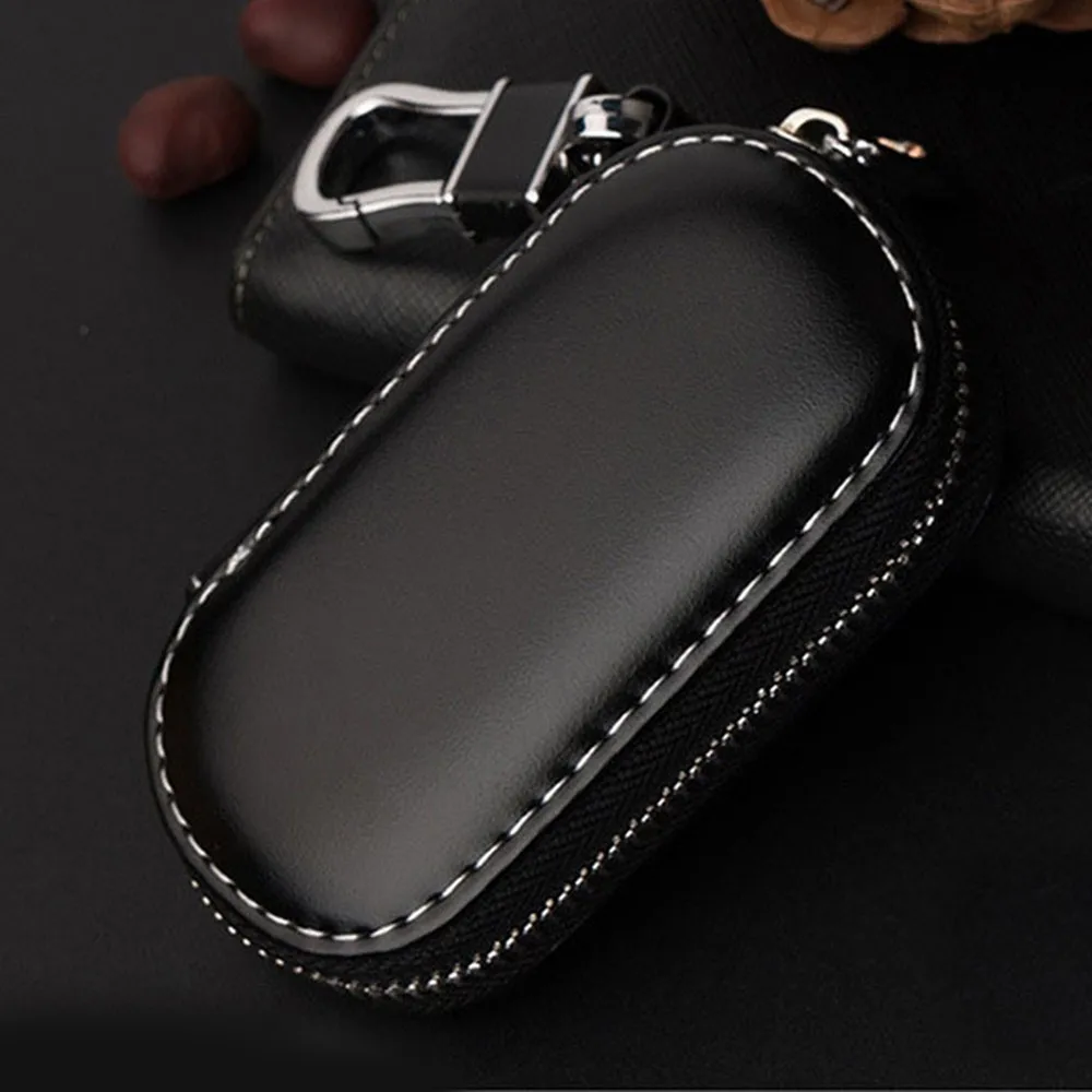 black Кожаный чехол для автомобильного ключа, мужской держатель для ключей, ключница, EDC, чехол для ключей, кожаный Органайзер для ключей, сумочка унисекс, кошелек, женский брелок, чехлы - Название цвета: black