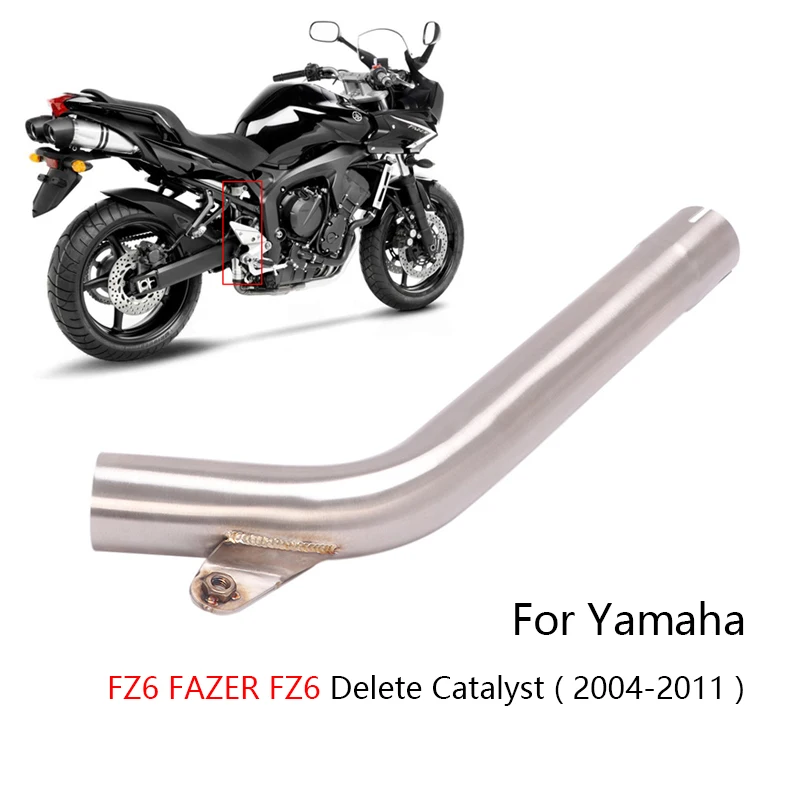 Elimina Catalizzatore Per Yamaha Fz6 Fazer Fz6 2004-2011 Tubo Di Scarico Moto Mid Link Tube Slip On Stock Silenziatore Acciaio Inossidabile