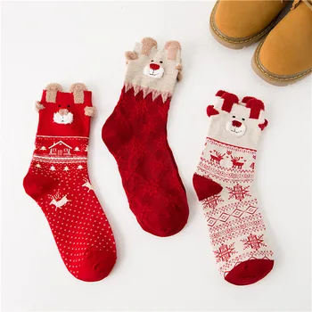 

A Generation of Fat Autumn And Winter New Style Christmas Stockings Cartoon Elk Cute WOMEN'S Socks Year of Fate Cool Tube Red So