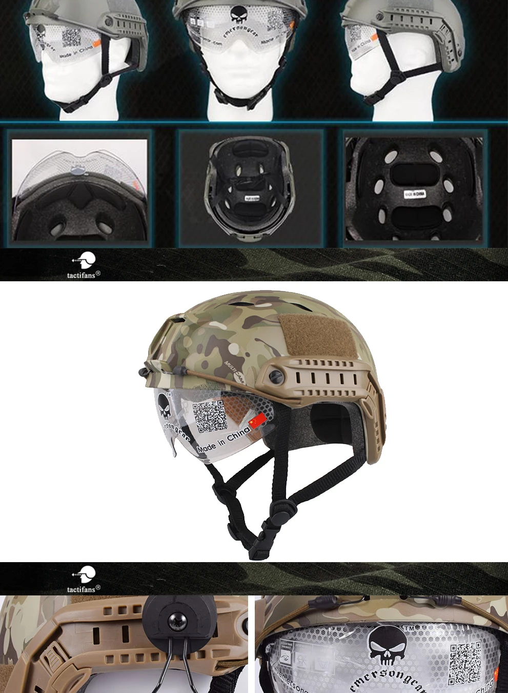 Emerson Быстрый Шлем с защитными Goggle Pararescue Jump BJ ТИП шлем военный тактический страйкбол шлем EM8818
